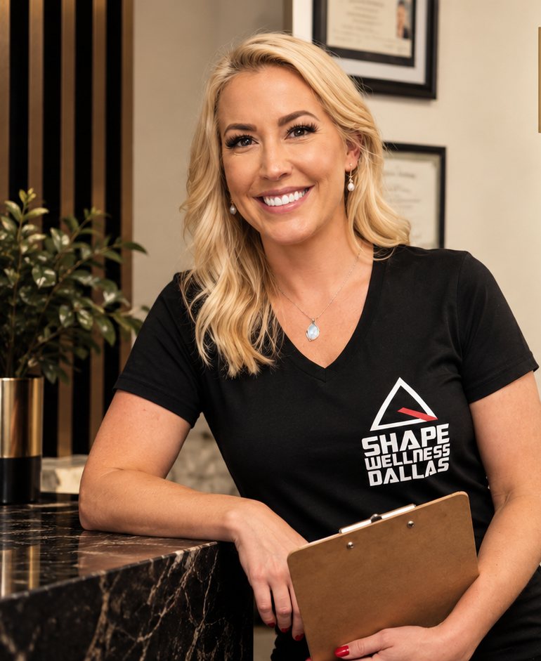 Elle Massa, owner of Shape Wellness Dallas, in her studio